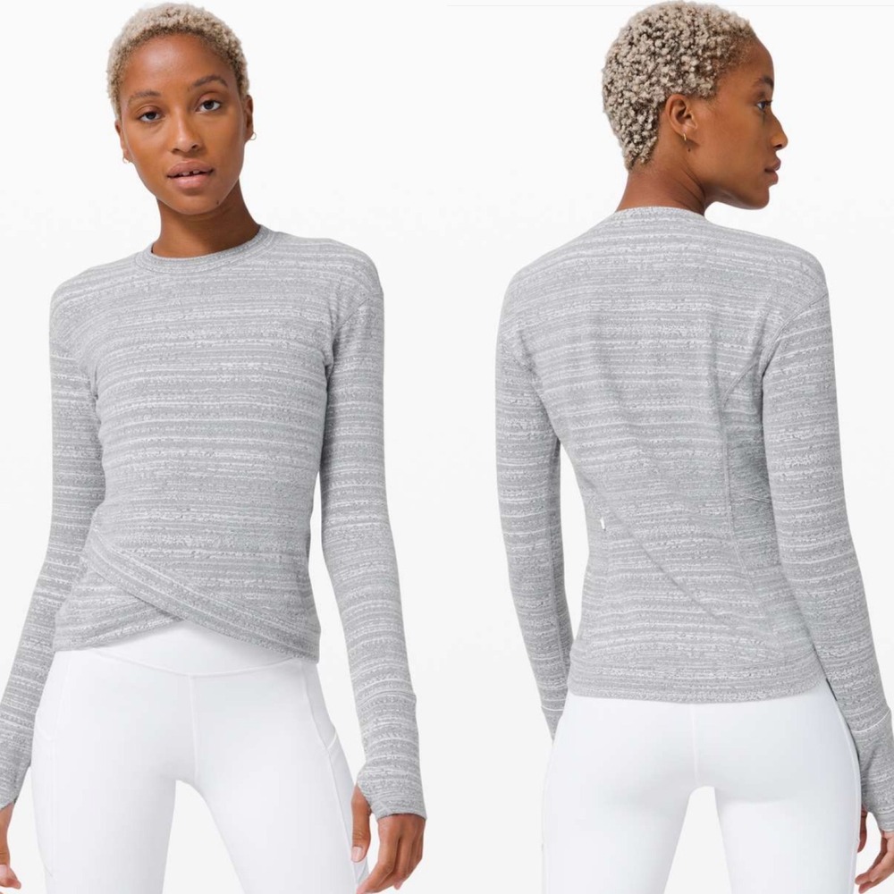 Lululemon Close‎ To Crossing Rulu Long Sleeve Sweater Grey Womens 4 Running Top